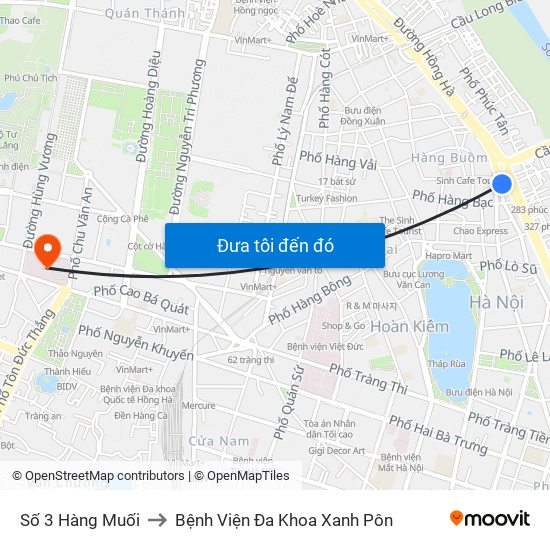 Số 3 Hàng Muối to Bệnh Viện Đa Khoa Xanh Pôn map