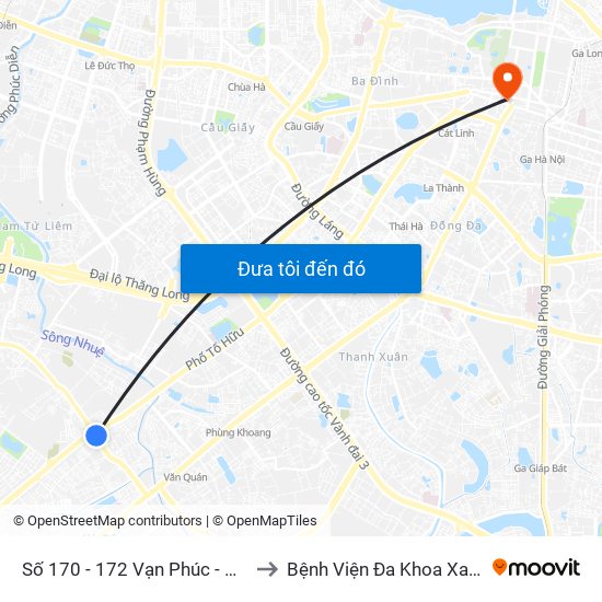 Số 170 - 172 Vạn Phúc - Hà Đông to Bệnh Viện Đa Khoa Xanh Pôn map