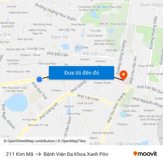 211 Kim Mã to Bệnh Viện Đa Khoa Xanh Pôn map