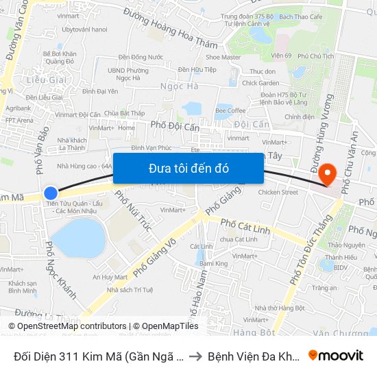 Đối Diện 311 Kim Mã (Gần Ngã 4 Kim Mã - Vạn Bảo) to Bệnh Viện Đa Khoa Xanh Pôn map