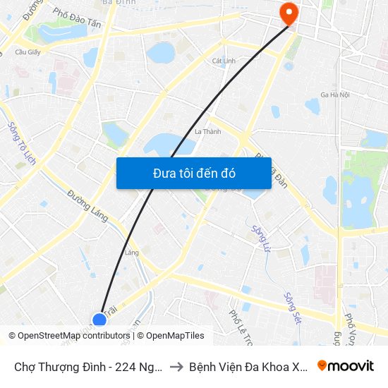 Chợ Thượng Đình - 224 Nguyễn Trãi to Bệnh Viện Đa Khoa Xanh Pôn map