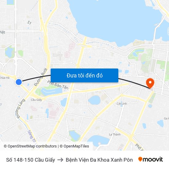 Số 148-150 Cầu Giấy to Bệnh Viện Đa Khoa Xanh Pôn map