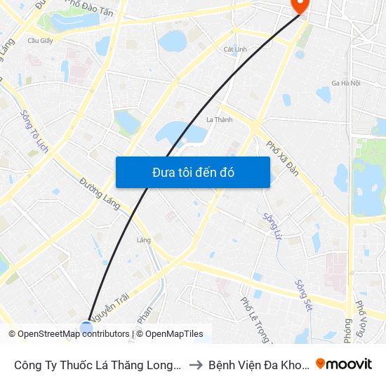 Công Ty Thuốc Lá Thăng Long - 235 Nguyễn Trãi to Bệnh Viện Đa Khoa Xanh Pôn map