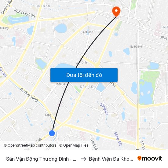 Sân Vận Động Thượng Đình - 129 Nguyễn Trãi to Bệnh Viện Đa Khoa Xanh Pôn map