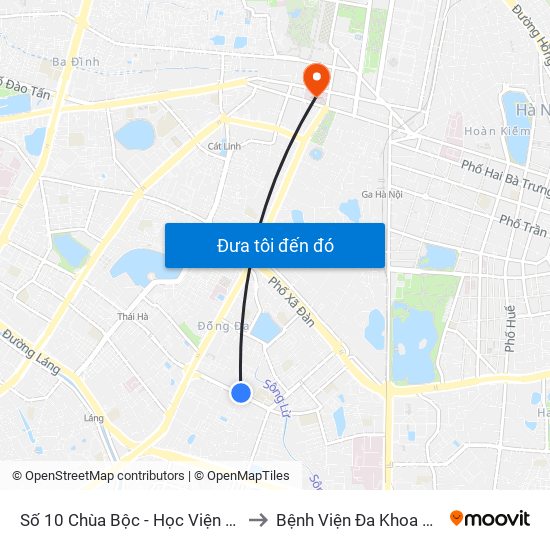 Công Ty In Thương Mại & Dịch Vụ Ngân Hàng - Số 10 Chùa Bộc to Bệnh Viện Đa Khoa Xanh Pôn map