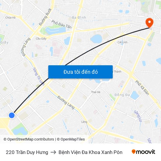 220 Trần Duy Hưng to Bệnh Viện Đa Khoa Xanh Pôn map