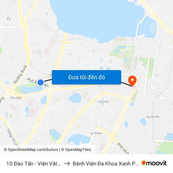 10 Đào Tấn - Viện Vật Lý to Bệnh Viện Đa Khoa Xanh Pôn map