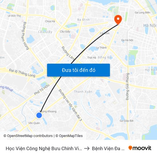 Học Viện Công Nghệ Bưu Chính Viễn Thông - Trần Phú (Hà Đông) to Bệnh Viện Đa Khoa Xanh Pôn map