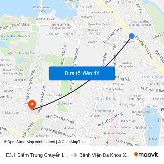 E3.1 Điểm Trung Chuyển Long Biên to Bệnh Viện Đa Khoa Xanh Pôn map