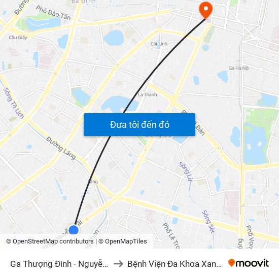 Ga Thượng Đình - Nguyễn Trãi to Bệnh Viện Đa Khoa Xanh Pôn map