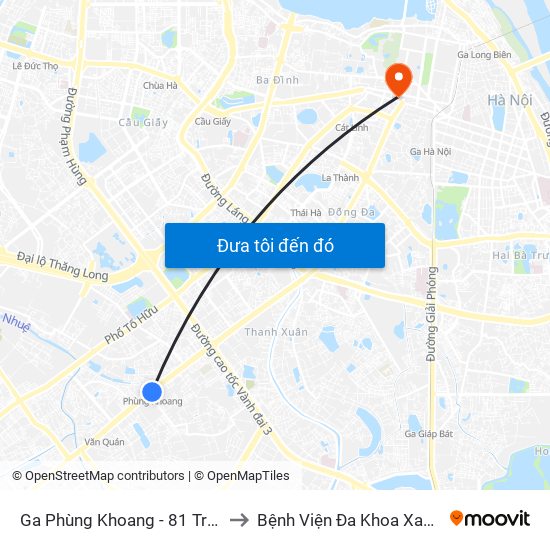 Ga Phùng Khoang - 81 Trần Phú to Bệnh Viện Đa Khoa Xanh Pôn map