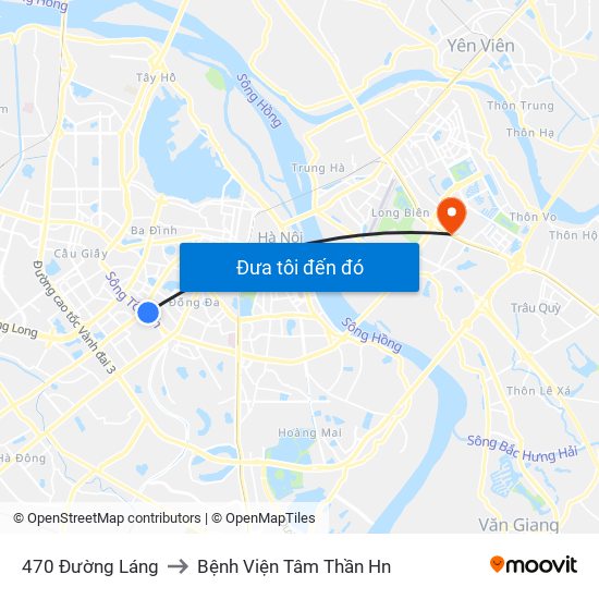 470 Đường Láng to Bệnh Viện Tâm Thần Hn map