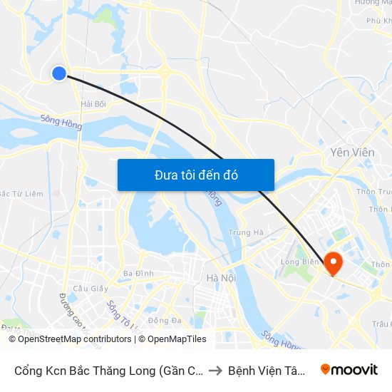 Cổng Kcn Bắc Thăng Long (Gần Cầu Vượt Bộ Hành) to Bệnh Viện Tâm Thần Hn map