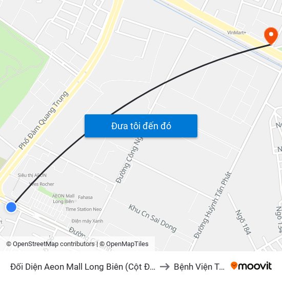 Đối Diện Aeon Mall Long Biên (Cột Điện T4a/2a-B Đường Cổ Linh) to Bệnh Viện Tâm Thần Hn map