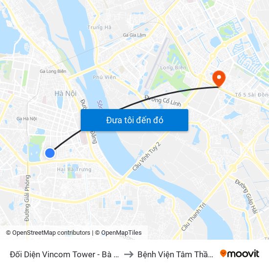 Đối Diện Vincom Tower - Bà Triệu to Bệnh Viện Tâm Thần Hn map