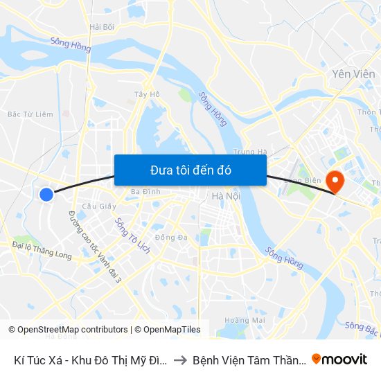 Kí Túc Xá - Khu Đô Thị Mỹ Đình II to Bệnh Viện Tâm Thần Hn map