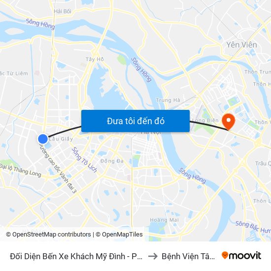 Đối Diện Bến Xe Khách Mỹ Đình - Phạm Hùng (Cột Trước) to Bệnh Viện Tâm Thần Hn map