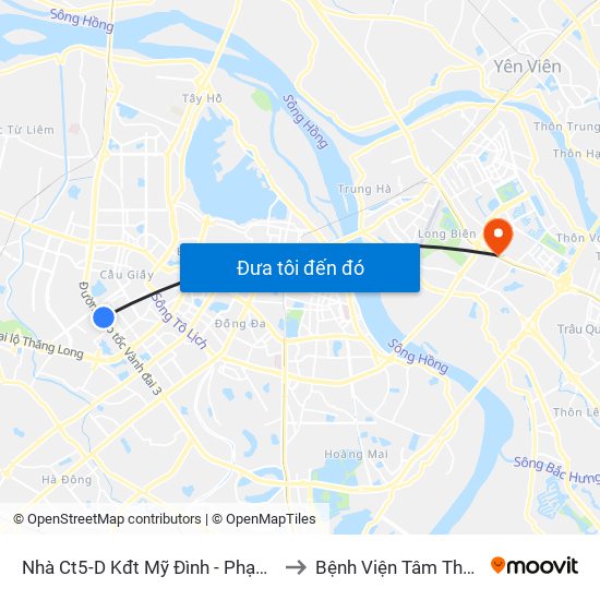 Nhà Ct5-D Kđt Mỹ Đình - Phạm Hùng to Bệnh Viện Tâm Thần Hn map