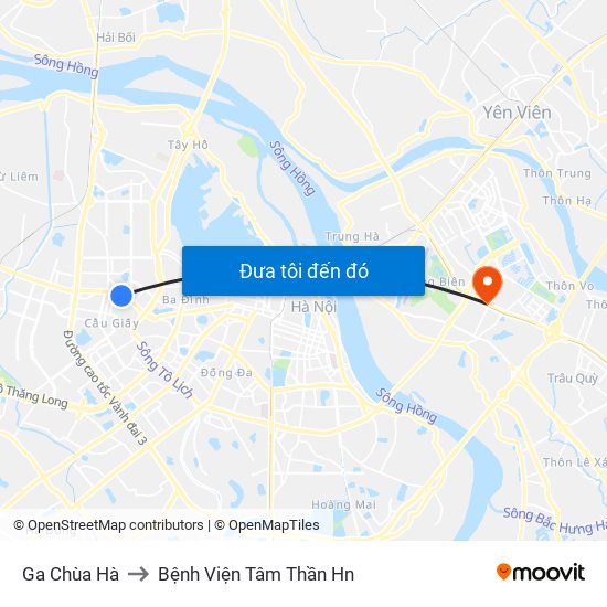 Ga Chùa Hà to Bệnh Viện Tâm Thần Hn map