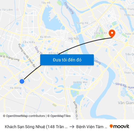 Khách Sạn Sông Nhuệ (148 Trần Phú- Hà Đông) to Bệnh Viện Tâm Thần Hn map