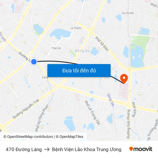 470 Đường Láng to Bệnh Viện Lão Khoa Trung Ương map