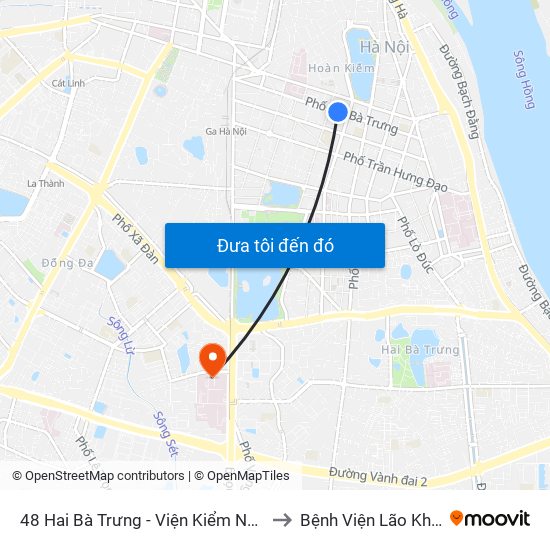 48 Hai Bà Trưng - Viện Kiểm Nghiệm Thuốc Trung Ương to Bệnh Viện Lão Khoa Trung Ương map