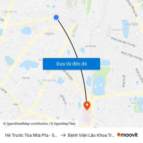 Hè Trước Tòa Nhà Pta - Số 1 Kim Mã to Bệnh Viện Lão Khoa Trung Ương map