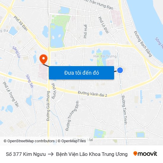 Số 377 Kim Ngưu to Bệnh Viện Lão Khoa Trung Ương map