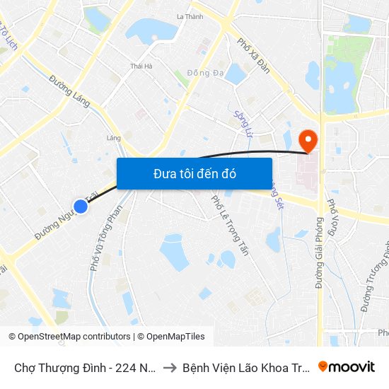 Chợ Thượng Đình - 224 Nguyễn Trãi to Bệnh Viện Lão Khoa Trung Ương map