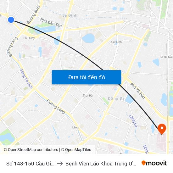 Số 148-150 Cầu Giấy to Bệnh Viện Lão Khoa Trung Ương map