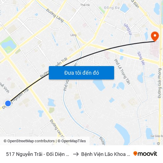 517 Nguyễn Trãi - Đối Diện Đại Học Hà Nội to Bệnh Viện Lão Khoa Trung Ương map