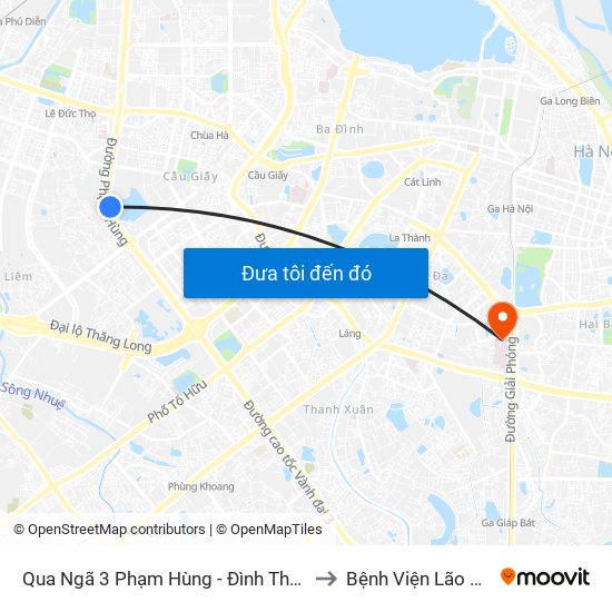 Qua Ngã 3 Phạm Hùng - Đình Thôn (Hướng Đi Phạm Văn Đồng) to Bệnh Viện Lão Khoa Trung Ương map