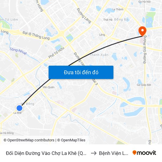 Đối Diện Đường Vào Chợ La Khê (Qua Ga Metro La Khê) - 405 Quang Trung (Hà Đông) to Bệnh Viện Lão Khoa Trung Ương map