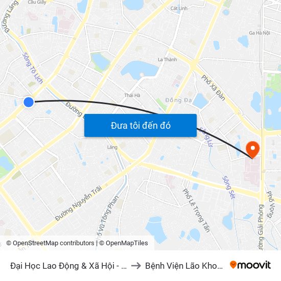 Đại Học Lao Động & Xã Hội - 43 Trần Duy Hưng to Bệnh Viện Lão Khoa Trung Ương map