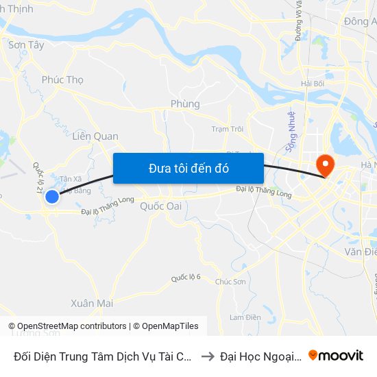 Đối Diện Trung Tâm Dịch Vụ Tài Chính Bộ Tài Chính to Đại Học Ngoại Thương map