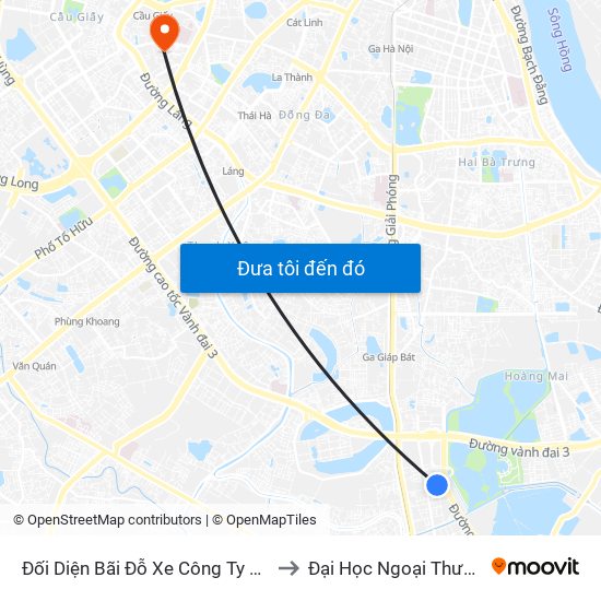 Đối Diện Bãi Đỗ Xe Công Ty Hino to Đại Học Ngoại Thương map