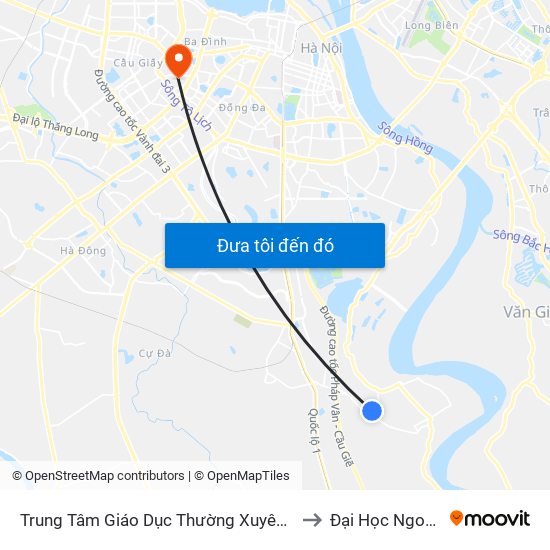 Trung Tâm Giáo Dục Thường Xuyên Đông Mỹ - Ngũ Hiệp to Đại Học Ngoại Thương map