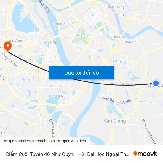 Điểm Cuối Tuyến 40 Như Quỳnh - Ql5 to Đại Học Ngoại Thương map