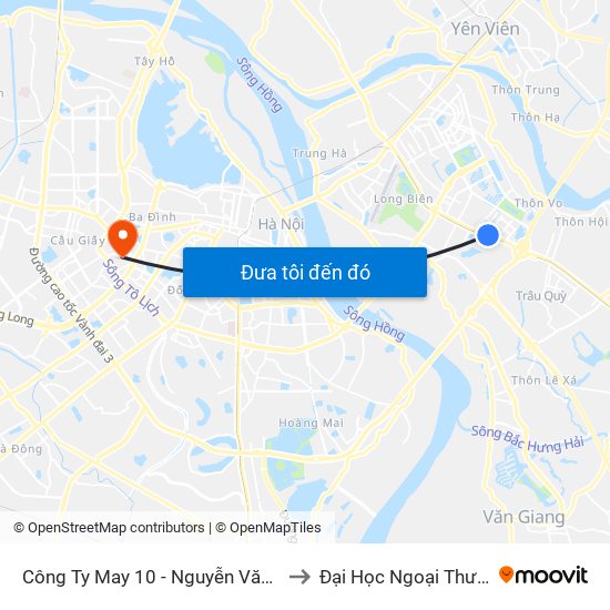 Công Ty May 10 - Nguyễn Văn Linh to Đại Học Ngoại Thương map