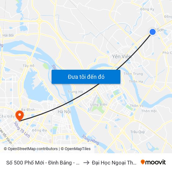 Số 500 Phố Mới - Đình Bảng - Từ Sơn to Đại Học Ngoại Thương map