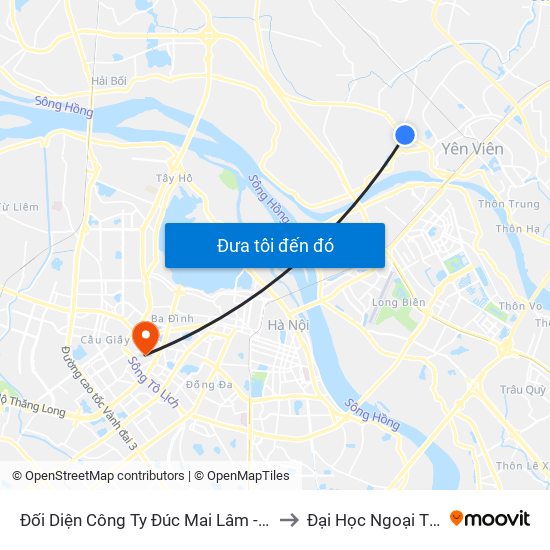 Đối Diện Công Ty Đúc Mai Lâm - Quốc Lộ 3 to Đại Học Ngoại Thương map