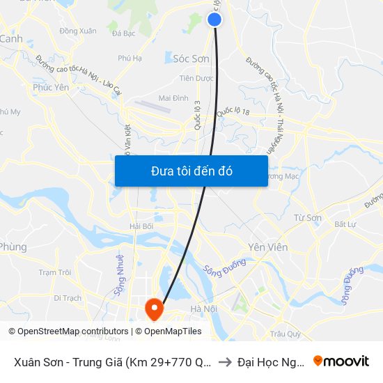 Xuân Sơn - Trung Giã (Km 29+770 Quốc Lộ 3) Cột Điện Hk3/20c to Đại Học Ngoại Thương map