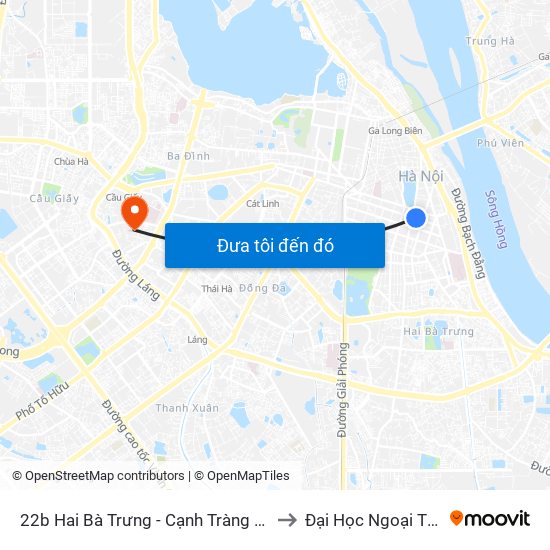 22b Hai Bà Trưng - Cạnh Tràng Tiền Plaza to Đại Học Ngoại Thương map