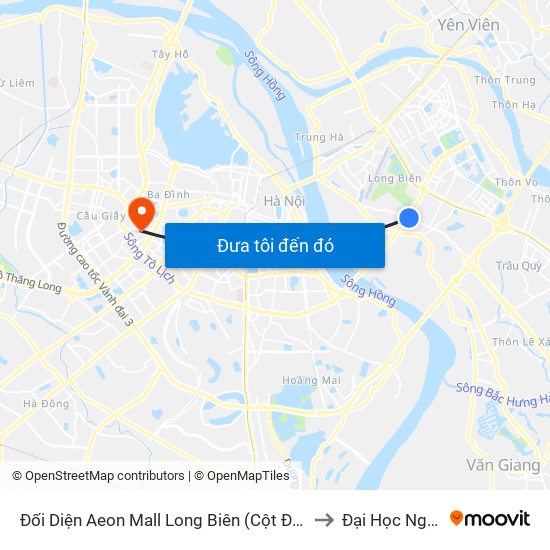 Đối Diện Aeon Mall Long Biên (Cột Điện T4a/2a-B Đường Cổ Linh) to Đại Học Ngoại Thương map