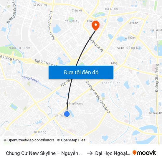 Chung Cư New Skyline – Nguyễn Khuyến (Hà Đông) to Đại Học Ngoại Thương map