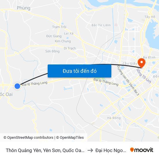 Thôn Quảng Yên, Yên Sơn, Quốc Oai - Đại Lộ Thăng Long to Đại Học Ngoại Thương map
