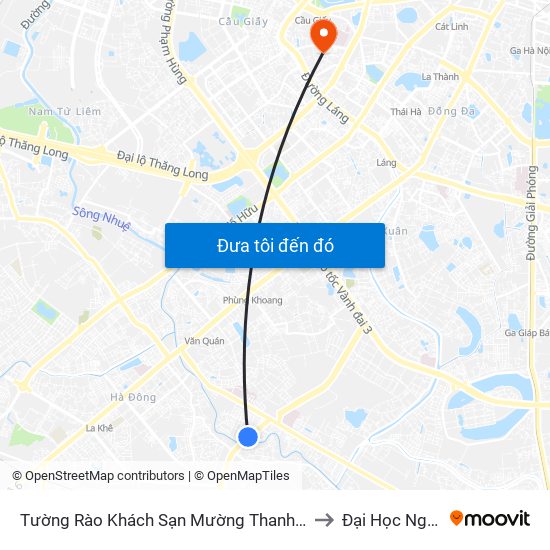 Tường Rào Khách Sạn Mường Thanh - Kđt Xa La - Đường Phúc La to Đại Học Ngoại Thương map