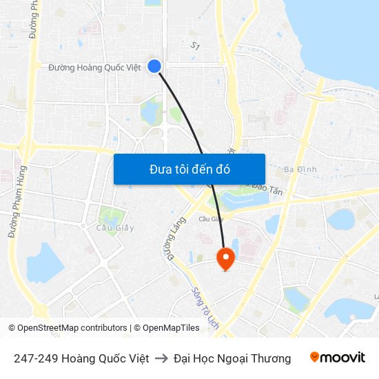 247-249 Hoàng Quốc Việt to Đại Học Ngoại Thương map