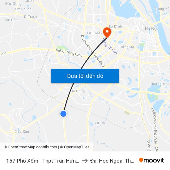 157 Phố Xốm - Thpt Trần Hưng Đạo to Đại Học Ngoại Thương map