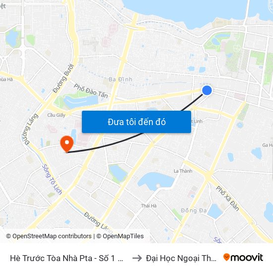 Hè Trước Tòa Nhà Pta - Số 1 Kim Mã to Đại Học Ngoại Thương map